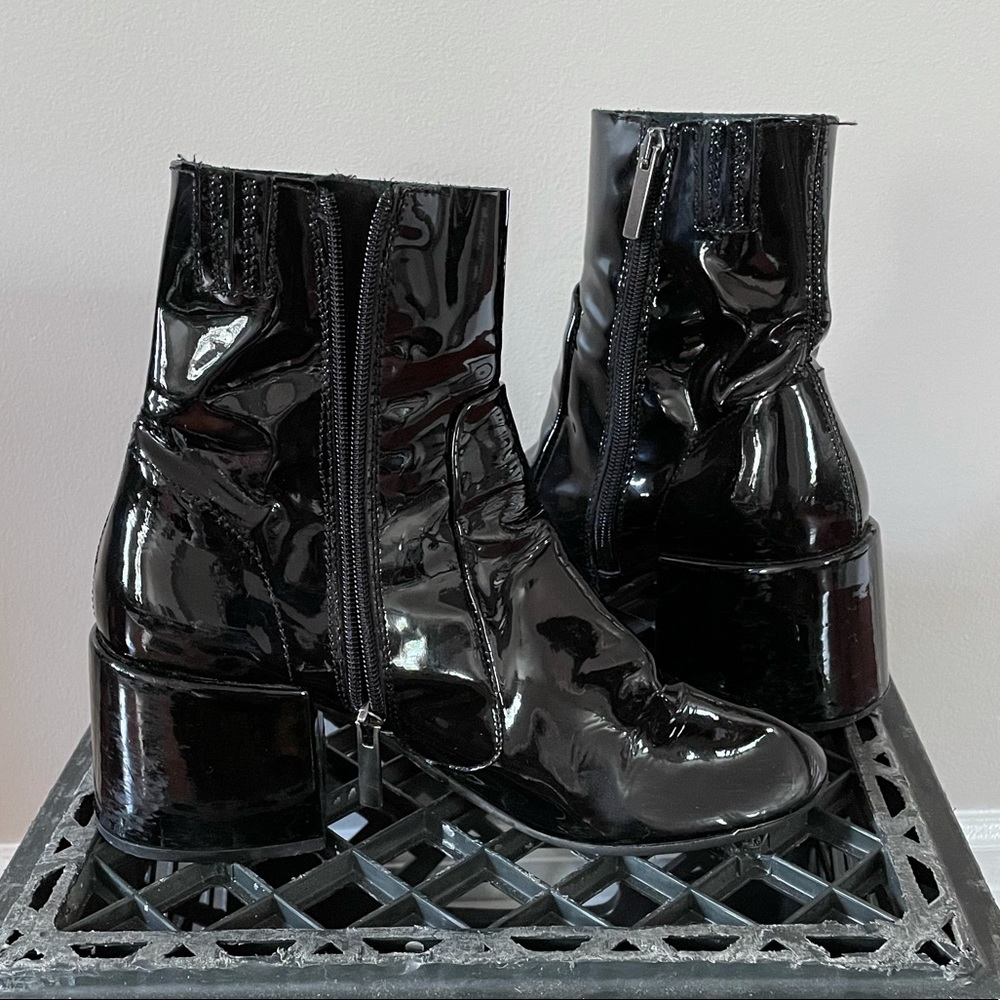 Jeffrey Campbell patent lthr platform ankle boots